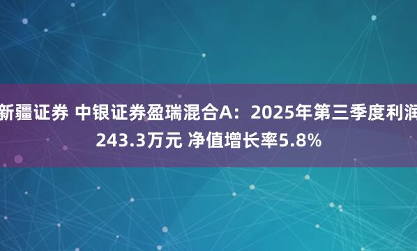 新疆证券 中银证券盈瑞混合A：2025年第三季度利润243.3万元 净值增长率5.8%