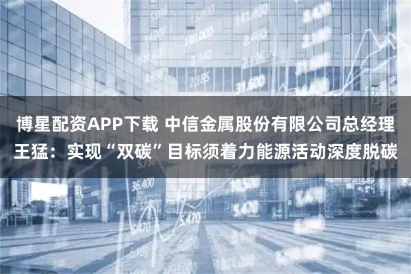 博星配资APP下载 中信金属股份有限公司总经理王猛：实现“双碳”目标须着力能源活动深度脱碳