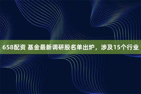 658配资 基金最新调研股名单出炉，涉及15个行业